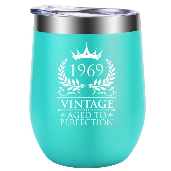 1969 50th Birthday Gifts for Women | Vintage Aged to Perfection Wine Tumbler | Anniversary Gift for Her, Wife, Mom