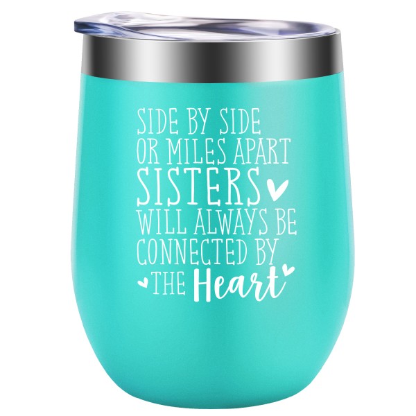 Side By Side Or Miles Apart Sisters Will Always Be Connected by The Heart | Funny Birthday, Rakhi, BFF Best Friend Friendship Gifts for Women, Big, Little Sister from Sister