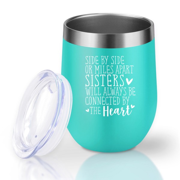 Side By Side Or Miles Apart Sisters Will Always Be Connected by The Heart | Funny Birthday, Rakhi, BFF Best Friend Friendship Gifts for Women, Big, Little Sister from Sister