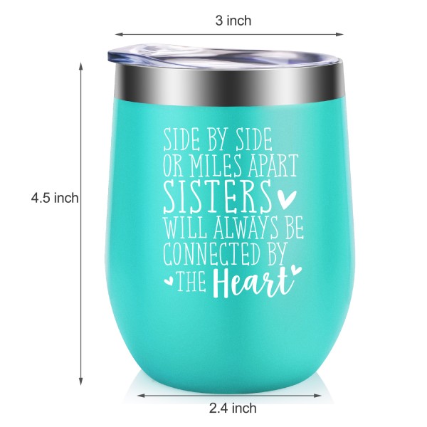 Side By Side Or Miles Apart Sisters Will Always Be Connected by The Heart | Funny Birthday, Rakhi, BFF Best Friend Friendship Gifts for Women, Big, Little Sister from Sister